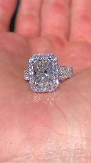 Radiant Moissanite Ring with Pave Setting